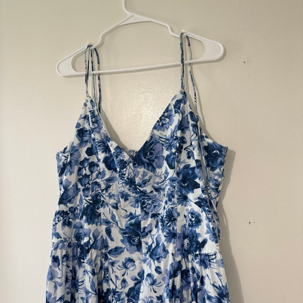 Abercrombie & Fitch Strappy Plunge Corset Maxi Blue White Floral Maxi Dress XL - Picture 3 of 7
